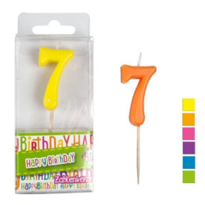 HAPPY BIRTHDAY Zahlenkerze 7 - ca 4,5cm farbig sortiert