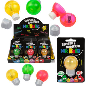 BUDDYS Mr. Bulb Spitzer & Radierer 3-fach sortiert -ca 5,5cm