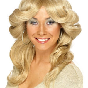 Perücke langhaarig blond 70er Jahre Disco Fever