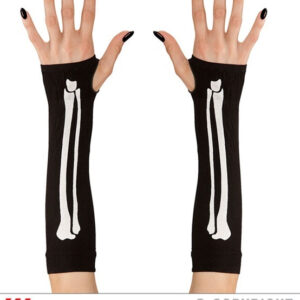 Handschuhe fingerlos Stulpen Skelettmotiv