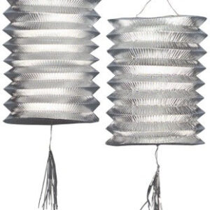 Laterne - Zuglaterne metallic silber 2 Stück - je ca 25cm