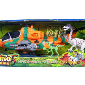 Dinospielset mit Hubschrauber in Box ca 57x22x15cm
