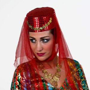 Haremskäppchen mit Schleier rot Größe: ca. 55