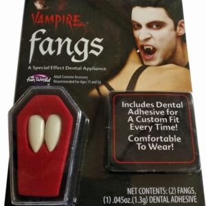 1 Paar Profi-Vampirzähne im Sarg, mit Haftmasse