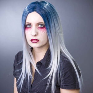 Perücke Zombiebraut, grau