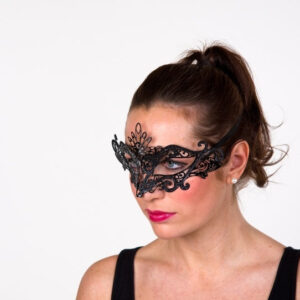 Schmuckmaske schwarz, beglittert, Metall