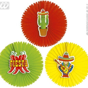 Papierfächer Mexico 3-fach sortiert - Durchmesser ca 55cm Preis für 1 Fächer