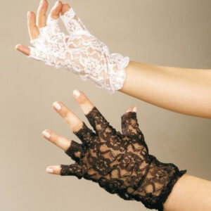 fingerlose Spitzenhandschuhe schwarz