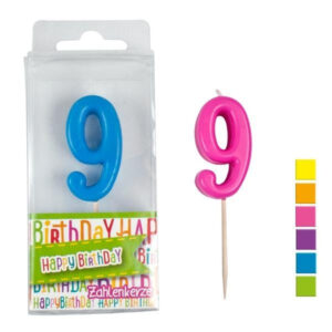 HAPPY BIRTHDAY Zahlenkerze 9 - ca 4,5cm farbig sortiert