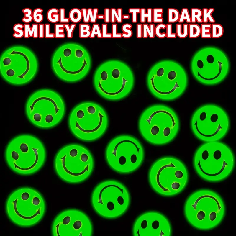 36 Stück Glow In The Dark Smile Face Hüpfbälle