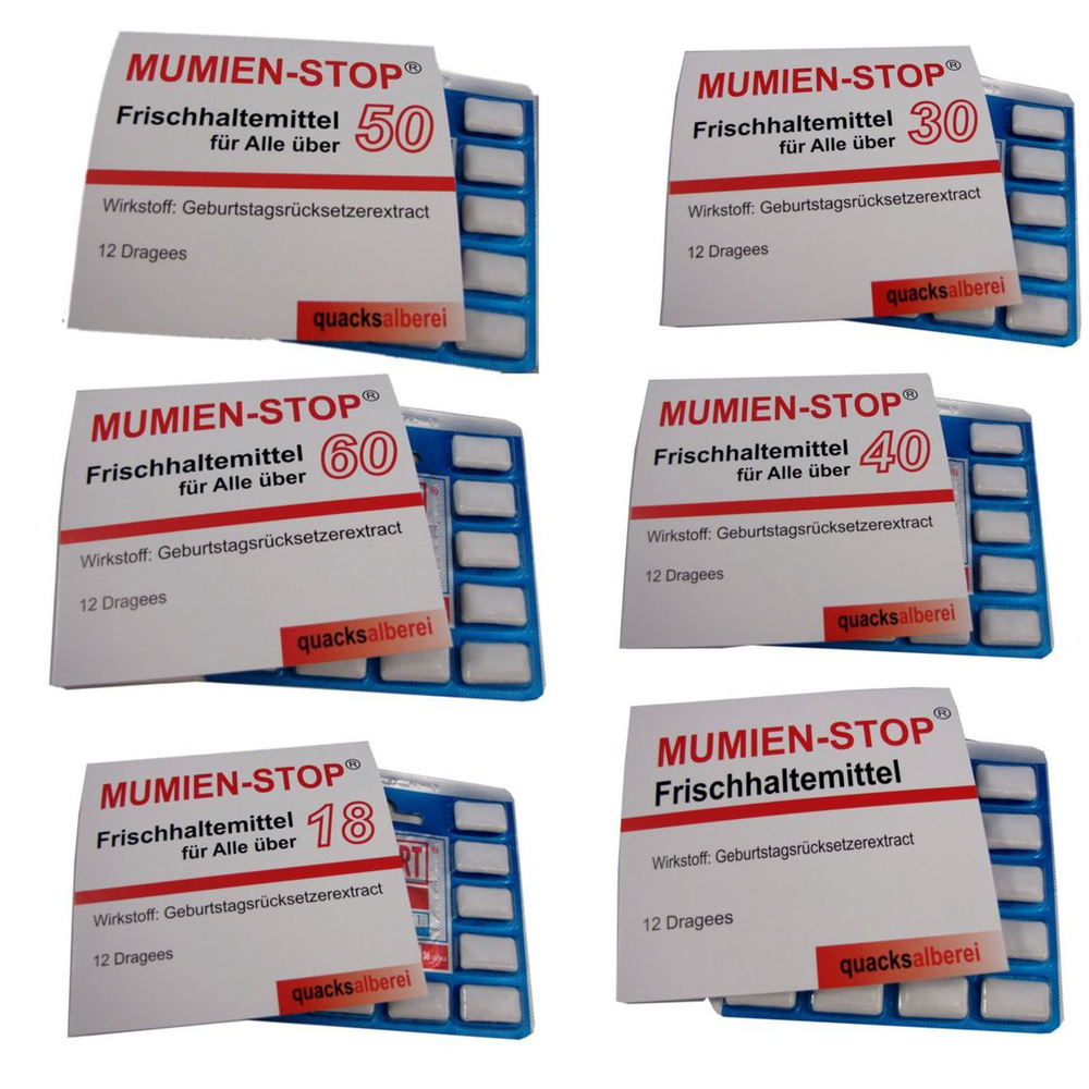 KAUGUMMIS "MUMIEN-STOP" JAHRESZAHLEN SORT. 24 STÜCK